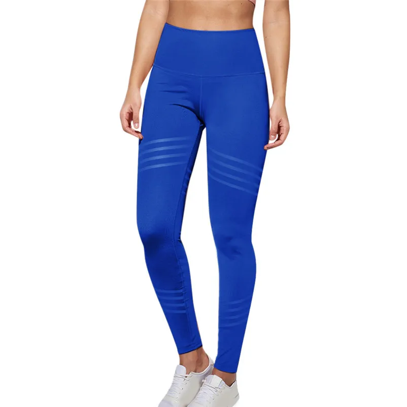 Blue Женские модные однотонные Саржевые штаны для фитнеса и бега, женские летние обтягивающие брюки, большие размеры, брюки S-2XL# SA - Цвет: Blue