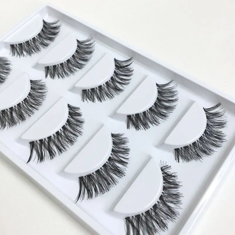 

YOKPN 10 Piecesl /1Set Naturally Messy Crisscross False Eyelashes Handmade Transparent Stems Fake Eyelashes Stage Makeup Lashes