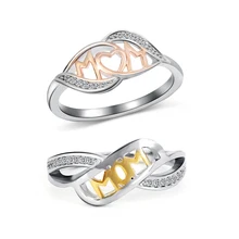 1 MÁY TÍNH Tình Yêu Mẹ Nhẫn Bạc Hai Dây 18 K Hoa Hồng Vàng MẸ Trang Sức Dự Tiệc Ban Nhạc Nhẫn Nữ Trang Sức Trái Tim hình Quà Tặng Ngày của Mẹ(China)