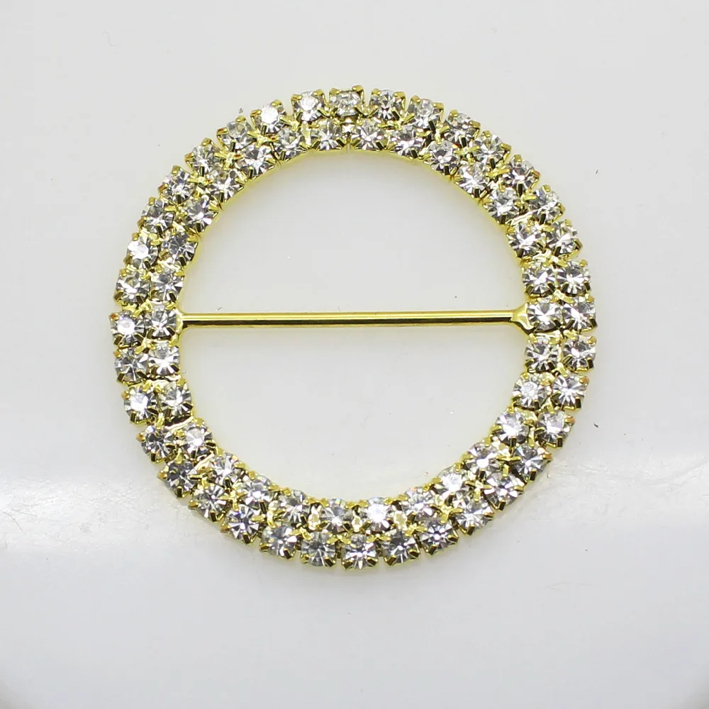 

50mm double row round rhinestone button, gold transparent crystal High quality sewing accessory