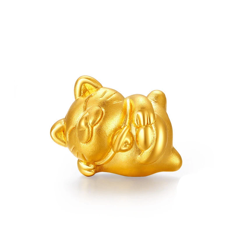 

New Arrival Pure 24K Yellow Gold Pendant Women 999 Gold 3D Cat Pendant 0.7g
