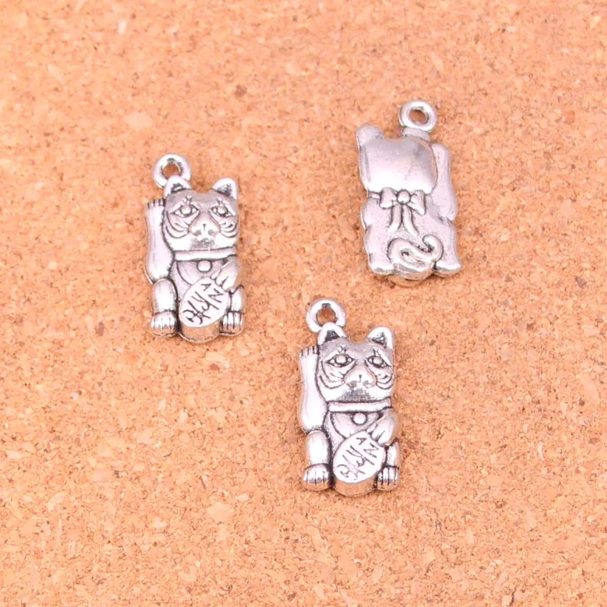 38 шт. античные посеребренные Подвески lucky cat Diy ювелирные изделия ручной работы