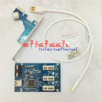 

by dhl or ems 20pcs PCI Express 1X 1 to 2 3 4 Port 1X Switch Multiplier HUB Riser Card External Internal + USB 3.0 Cable