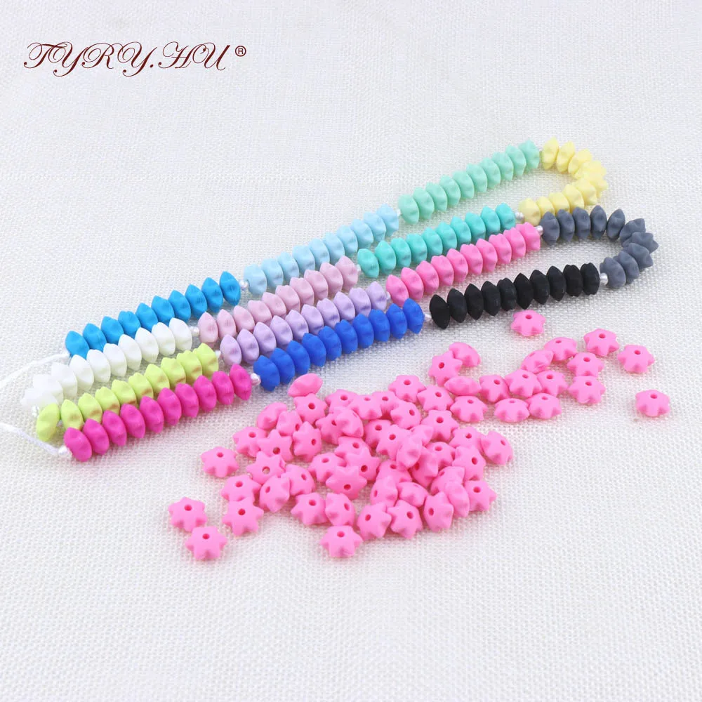 

500pc Lentils Silicone Baby Teething Beads Chewable Silicone Star Beads Baby Nursing Chew Necklace Food Grade Silicone 12*6mm