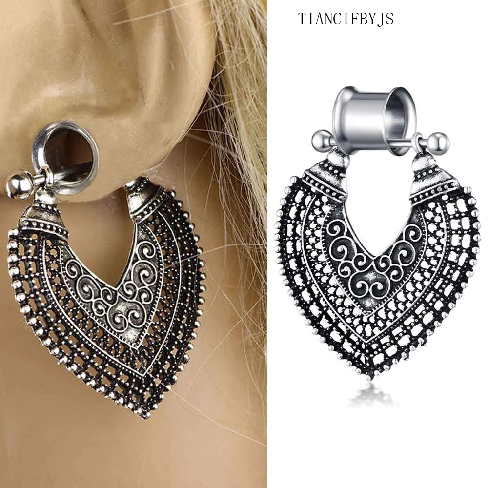 

TIANCIFBYJS Drop Dangle Woman Fashion Steel Ear Gagues Plugs 1 Pair Punk Earring Stretcher Piercing Tunnels Ear Plug Expander