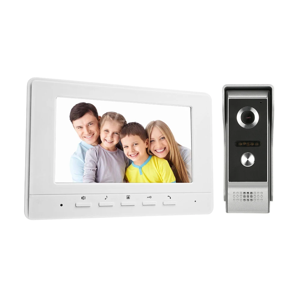 

KKmoon 7'' TFT LCD Wired Video Door Phone Visual Video Intercom Two-way Audio Remote Unlock With Waterproof Outdoor IR Camera