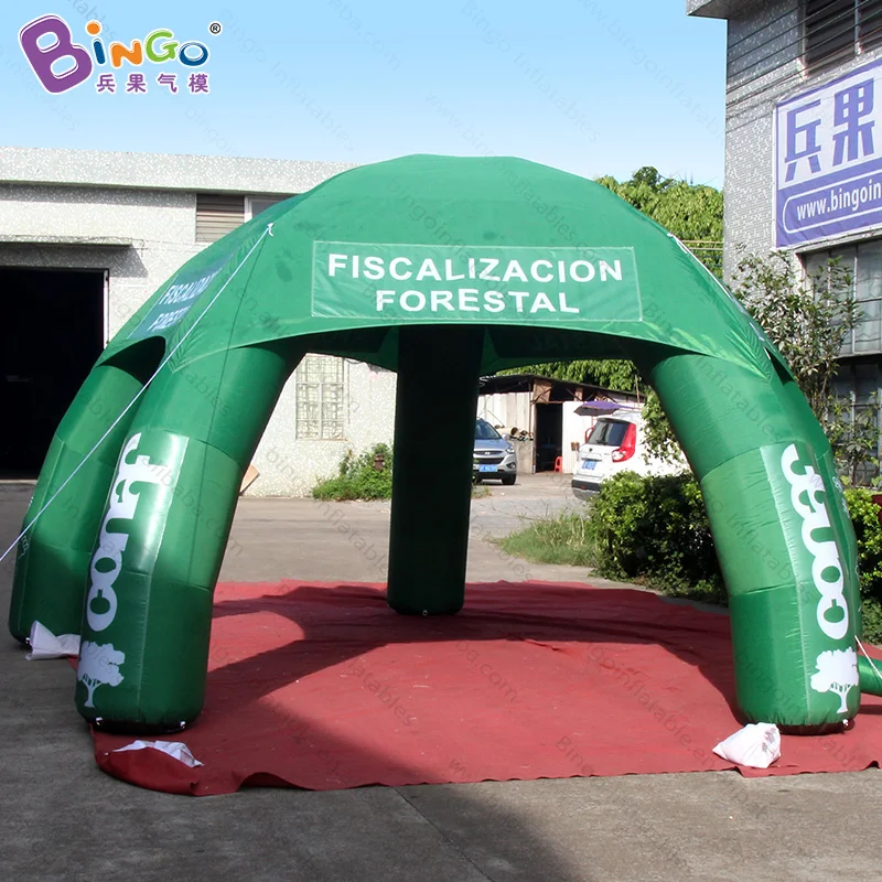  Customized green color 6X3 Meters inflatable spider dome tent digital printed 5 pillars inflatable 
