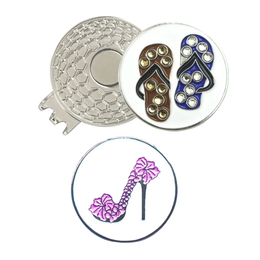 Crystal Flip Flop Shoes Golf Ball Marker with Hat Clip or Cap