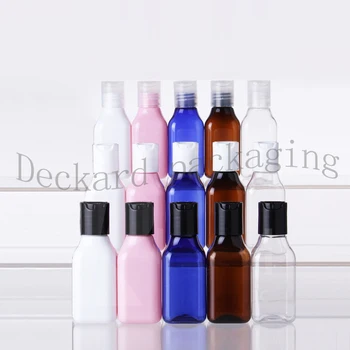 

50pcs 50ml square multicolor plastic bottle containers with disc cap for cosmetic packaging shampoo lotion liquid soap bottle