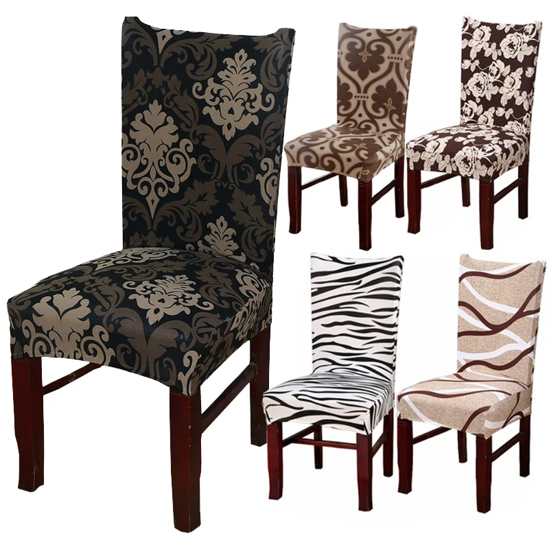 

1Pc Minimalist Geometry Chair Cover Floral Spandex Elastic Dining Stretch Removable Chair Seat Case Anti-dirty Hotel Banquet
