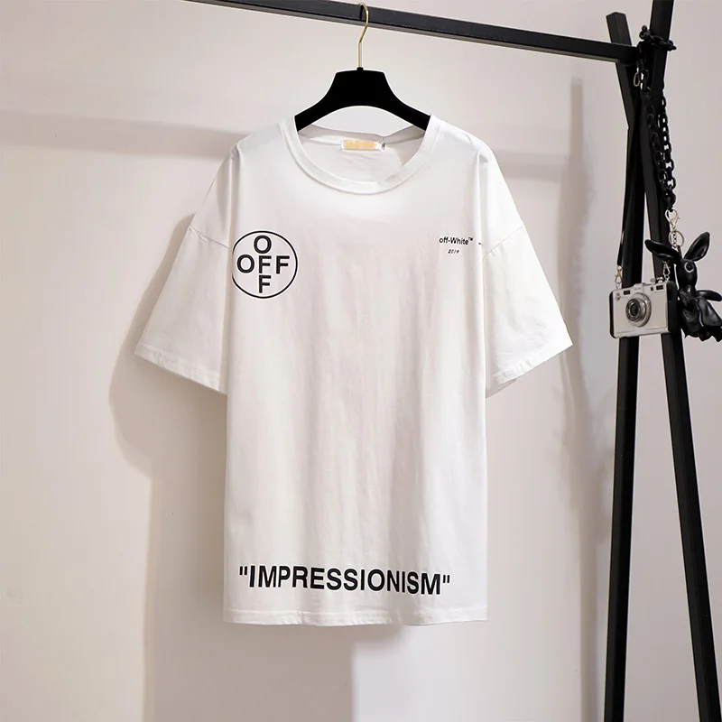 

Women's Summer Short Sleeve T Shirt Maxi 6xl 3XL Brushed arrow pattern Cotton Loose White Tshirt Women Clothes 2019 New Womens