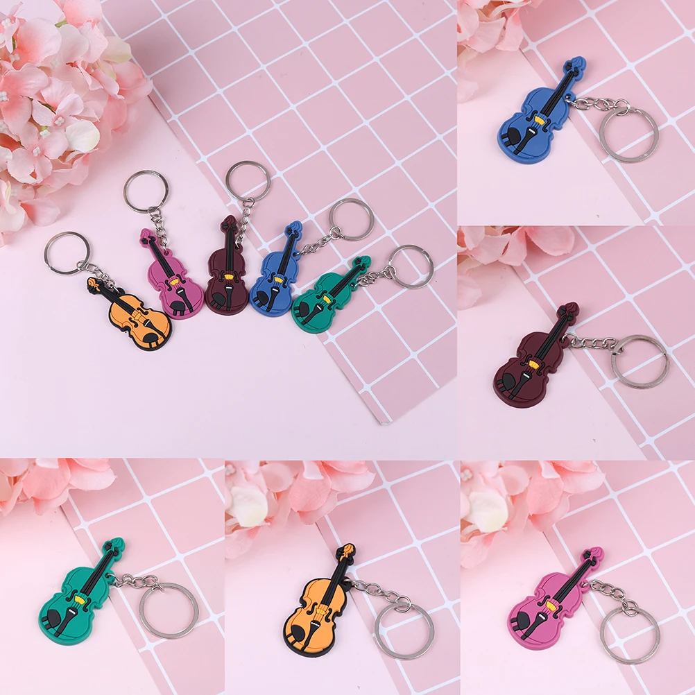 

New Fashion Creative Musical instrument keychains violin keyring pendant