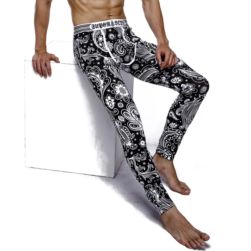 best mens long underwear Men's Wholesale Printing Cotton U Convex Design Long Johns Leggings Home Furnishing Modal Warm Pants long johns pants