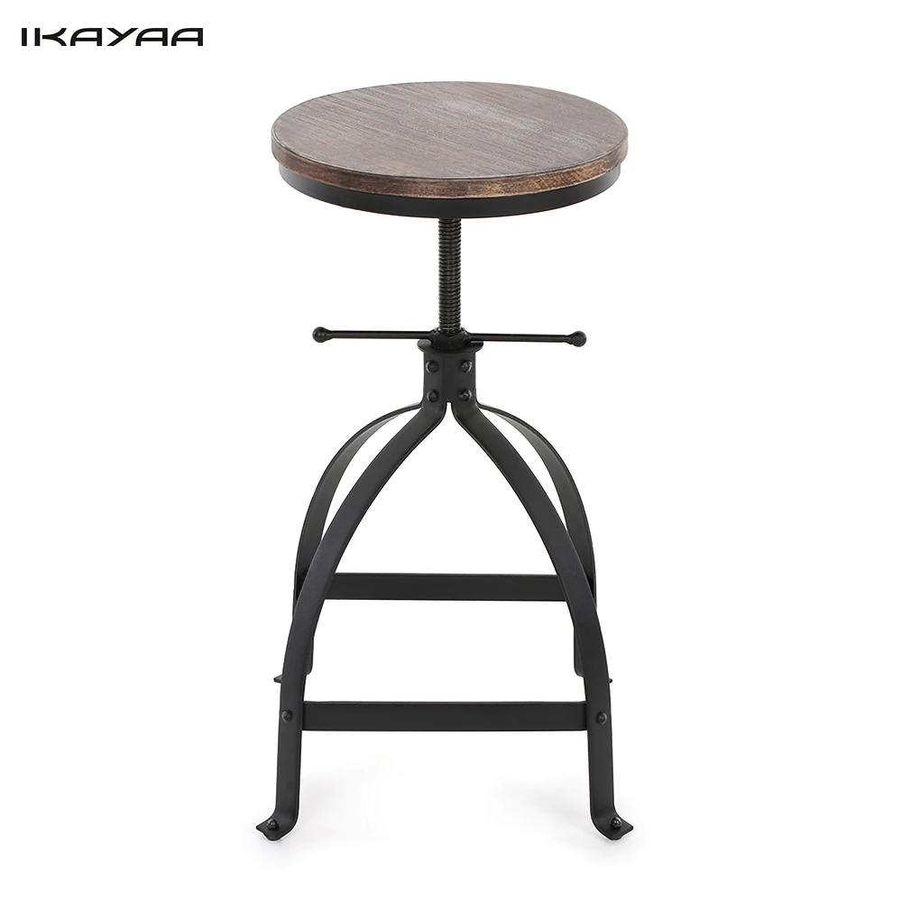 Ikayaa Chairs Industrial Style Bar Stool Adjustable Height Swivel Kitchen Dining Breakfast Chair Natural Pinewood Top Bar Stool Bar Stools Aliexpress
