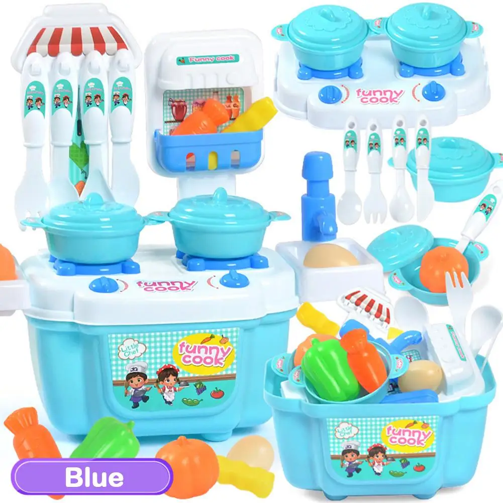 

Children's Cartoon Kitchen Cooking Utensil Role Play Toy Baby Mini Kitchen Tableware Set Toys For Children Pretend Play