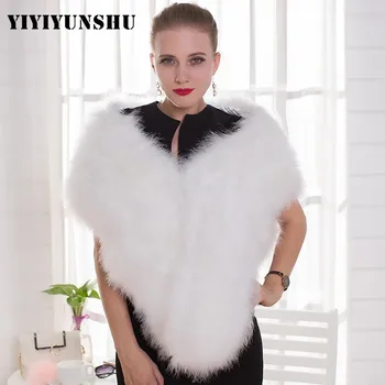 

150-40CM Real Turkey fur Winter Shawls for women Genuine Fur Pashmina Handmade Poncho Ostrich Feather Real Fur Accessories