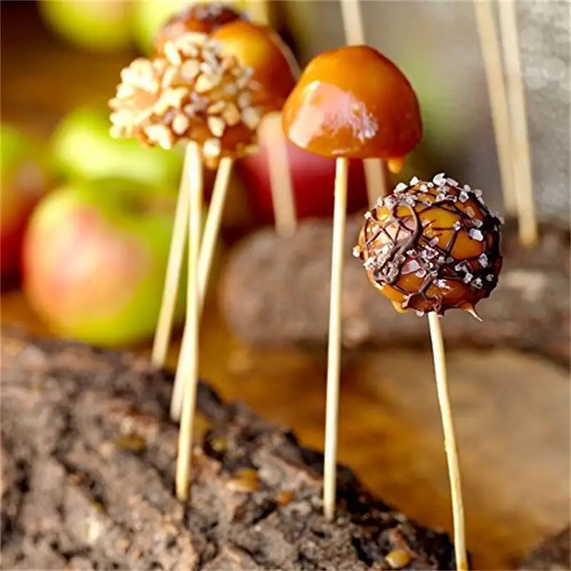 100pcs 25cmx3mm BBQ Accessories Bamboo Skewers BBQ Wood Skewer Set Tornado Potato Food Sticks Fruit Dessert Sticker Brochette