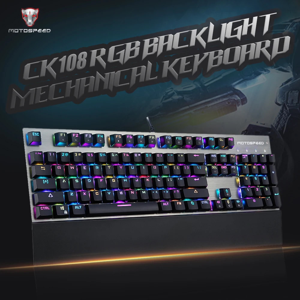 Motospeed CK108 английская/Русская версия 104 клавиш RGB подсветка эргономичный дизайн