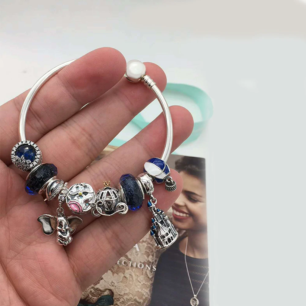 

2019:1 Original 925 Silver New Disneland Paris Castle Dumbo Bracelet Women Frightened Mode Of Romantic Luxury Conjure Bracelet