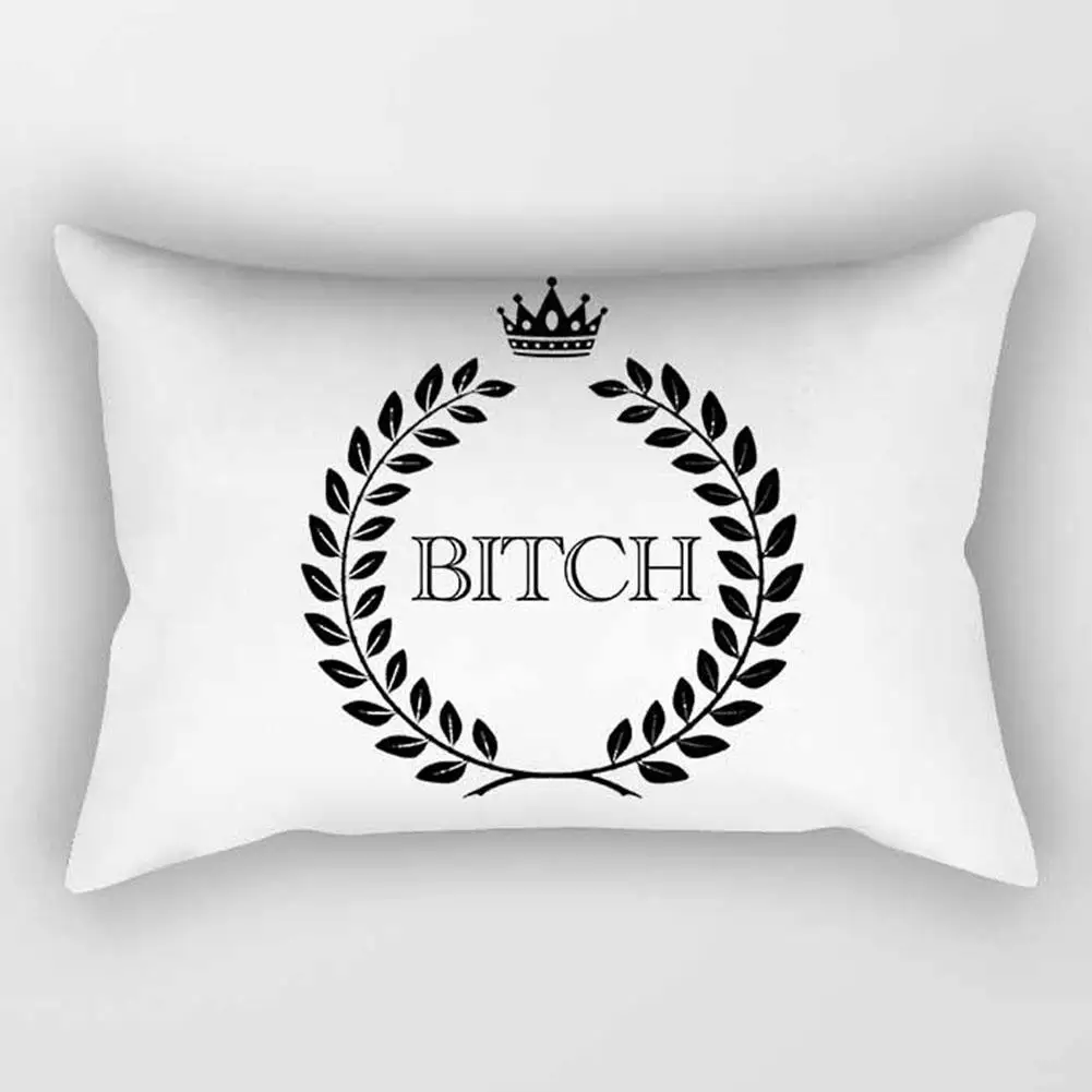 

Home Decor cushion cover Fashion Crown Alphabet Print Rectangular Pillowcase Home Decor Cushion Cover