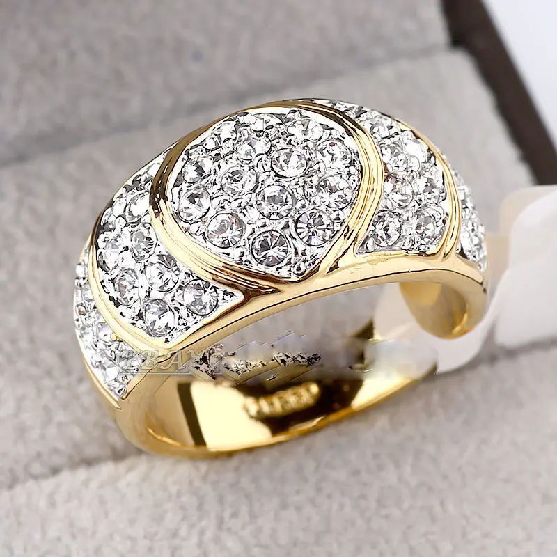 Free shipping shipping> >>>Simulated Sapphire Fashion Ring 18KGP use Crystal Size 6.7.8.9.10# rings