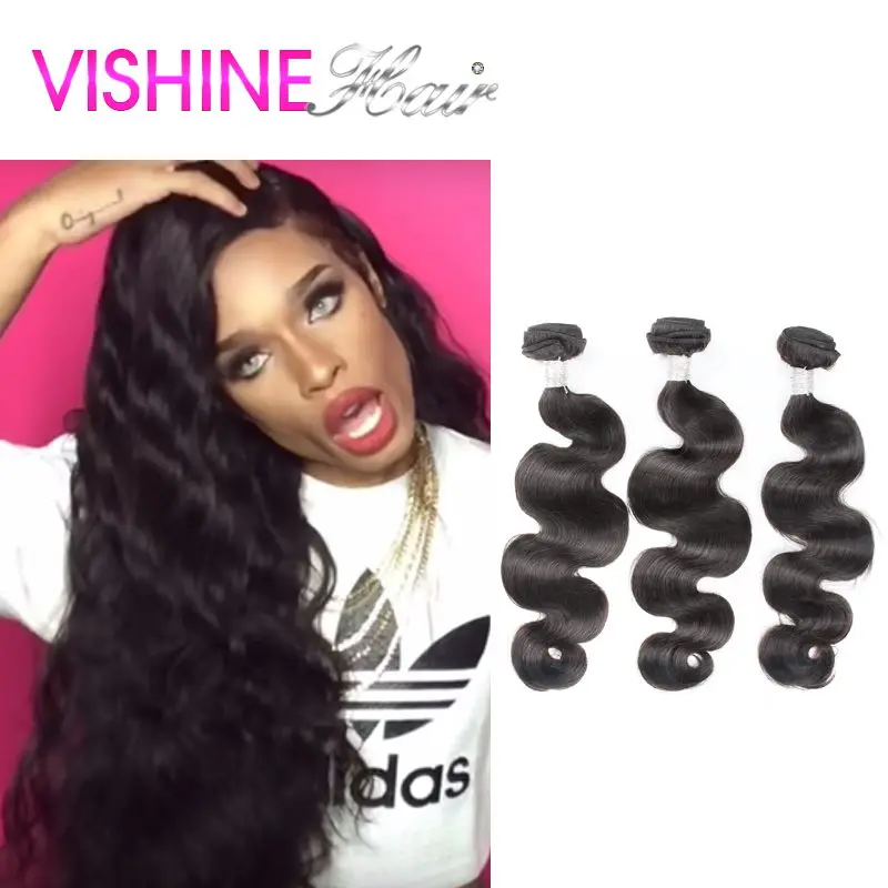 Vishine Unprocessed 7A Peruvian Virgin Hair Body Wave 3bundles Peruvian Body Wave Human Hair Weave Rosa Hair Product New Arrival