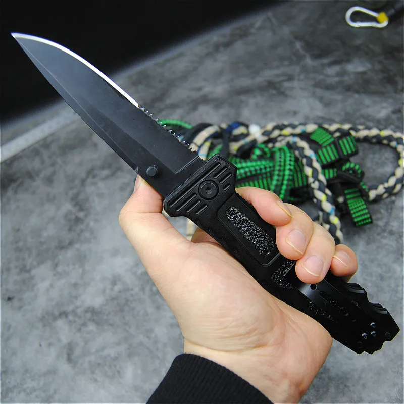 Итальянский стиль 440C большой черный складной нож 10,2 дюймов Открытый складной Охотник Многофункциональный Открытый тактический складной нож