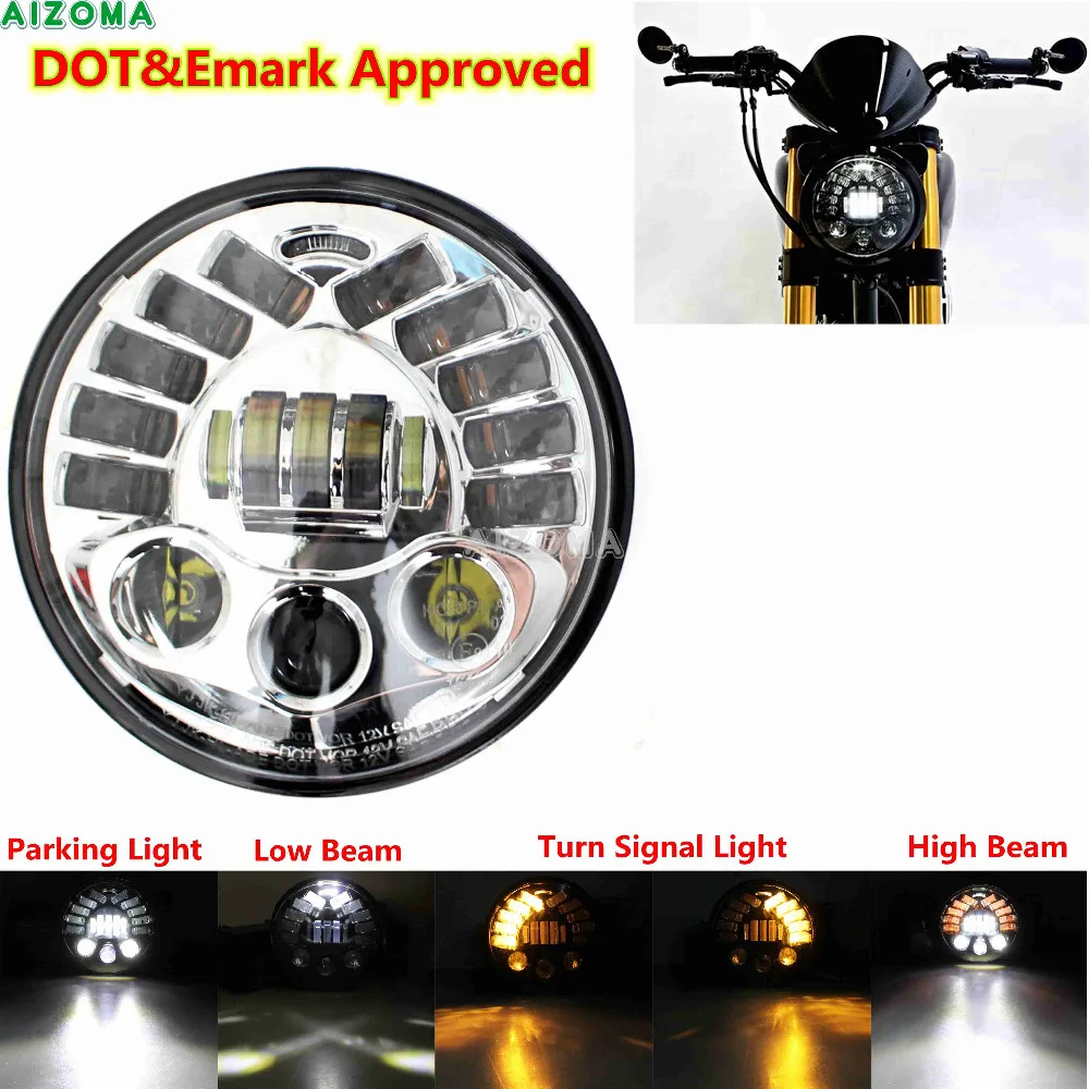

Motorcycle 7" LED Round Headlight Car Universal Hi/Lo Beam DRL Projector Headlamp For Harley Softail Touring Dyna Road King FLD