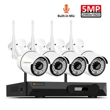 4CH аудио запись 5MP H.265 HD домашний Wi-Fi Беспроводной CCTV Камера Системы сетевое записывающее устройство в комплекте комплект видеонаблюдения IP камера безопасности для помещений