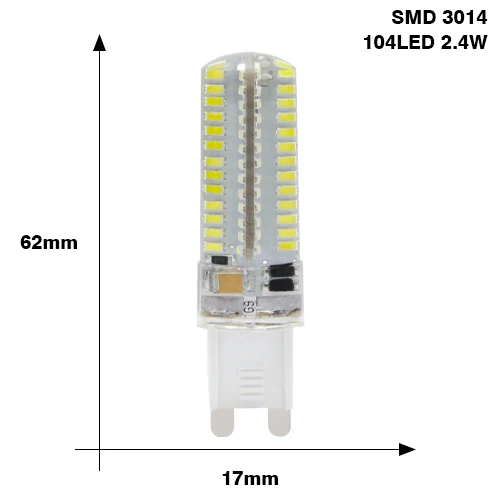 10 шт. светодиодный светильник G4 G9 3 Вт 5 Вт 7 Вт Светодиодная лампа-кукуруза 220 В лампада светодиодный SMD 2835 3014 48 64 96 104 светодиодный s 360 градусов хрустальная люстра светильник - Испускаемый цвет: G9 220V 104Leds
