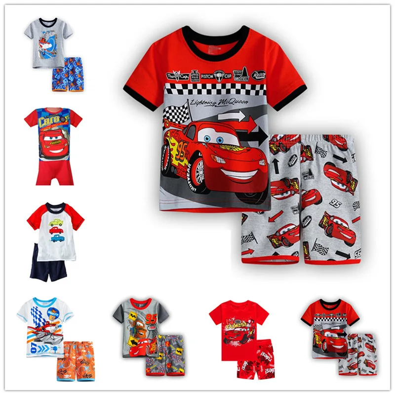 

Kids Pajamas Girls infantil Clothes Children's Sleepwear 2019 Summer Boys short Sleeved Set Cartoon Cars 2 PCS Boys Baby Pajamas