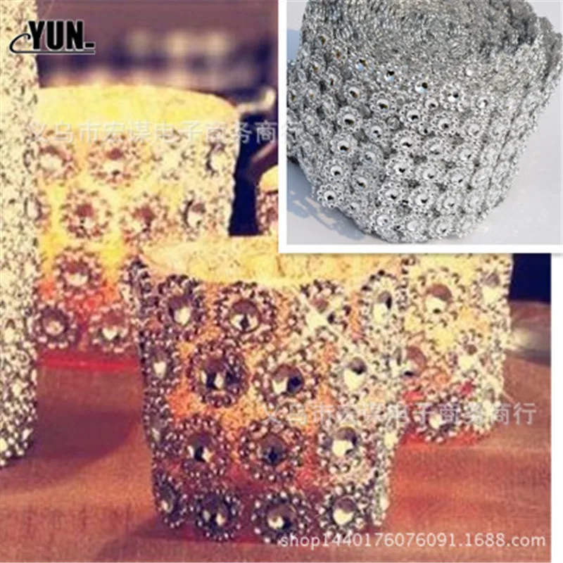 10 Yard900cm Bling Diamond Mesh Wrap Ribbon Silver Rhinestone Mesh Roll Tape Tulle Crystal Ribbon Jewelry Wedding Decoration 6D (20)