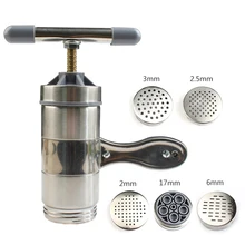 Нержавеющая Сталь Ручной свежий паста машина портативный домашняя овощная лапша производитель и 5 форм для Linguine спагетти макароны