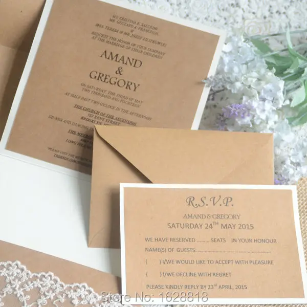 vintage card handmade craft paper wedding invitation card rsvp
