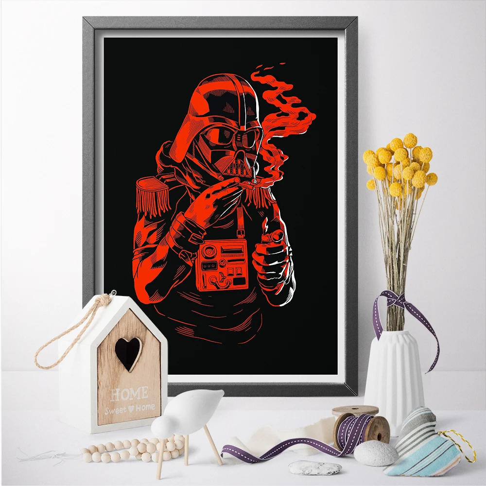 

Star War Darth Vader Smoking Wall Art Canvas Poster Print Canvas Painting Wall Sticker For Home Decoration