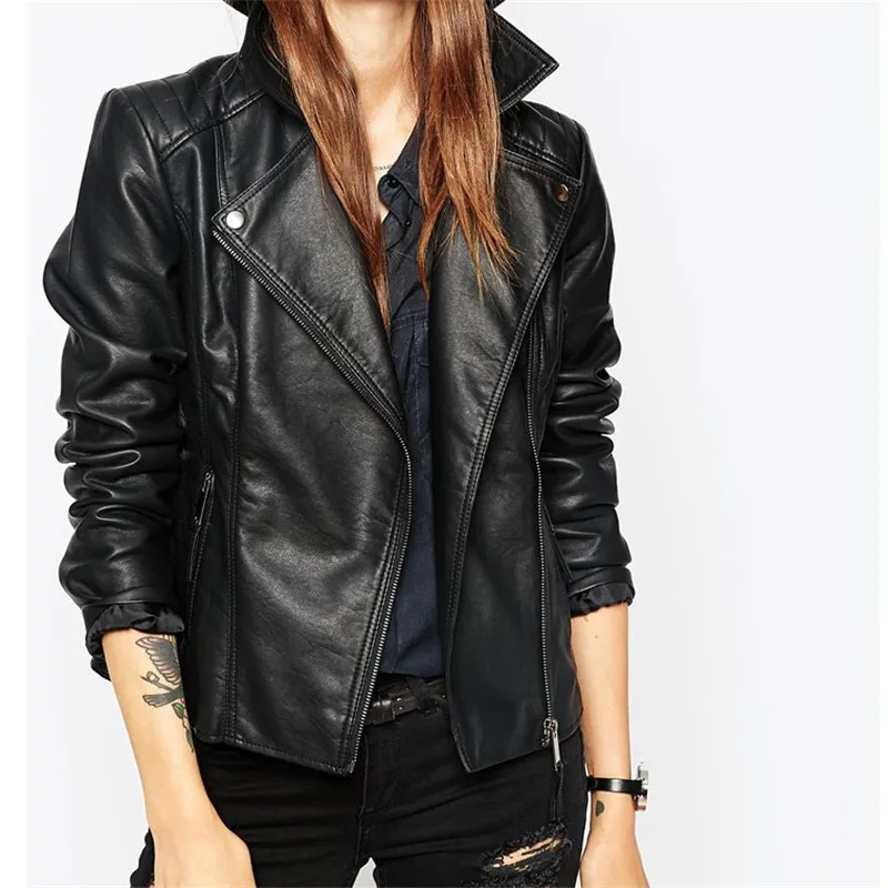 2017 New Fashion Autumn Street Women's Short Washed PU