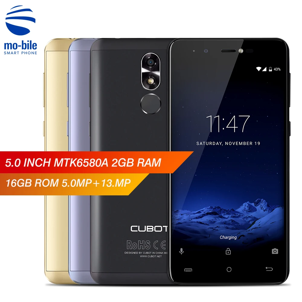 Cubot R9 5 0 дюймовый смартфон ips Экран Android 7 MT6580 4 ядра 13.0MP + 5.0MP 2 Гб Оперативная память