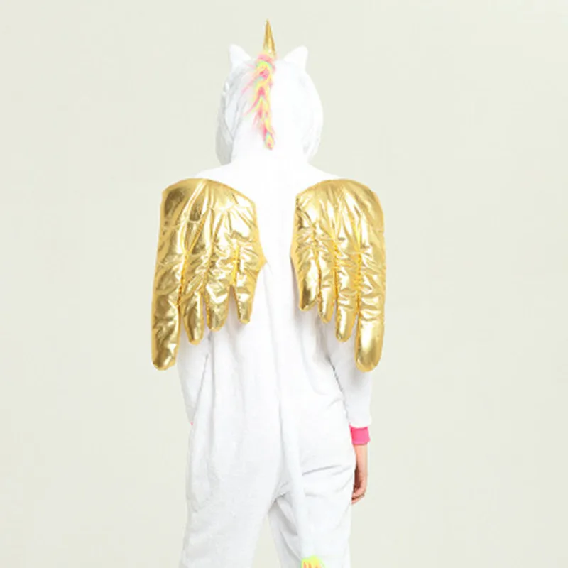 

Gold Wing Unicorn Onesies Warm Sexy Pyjamas Funny Party Costume Hip Stitch Zip 2019 Spring Top Fashion Home Sleepwear