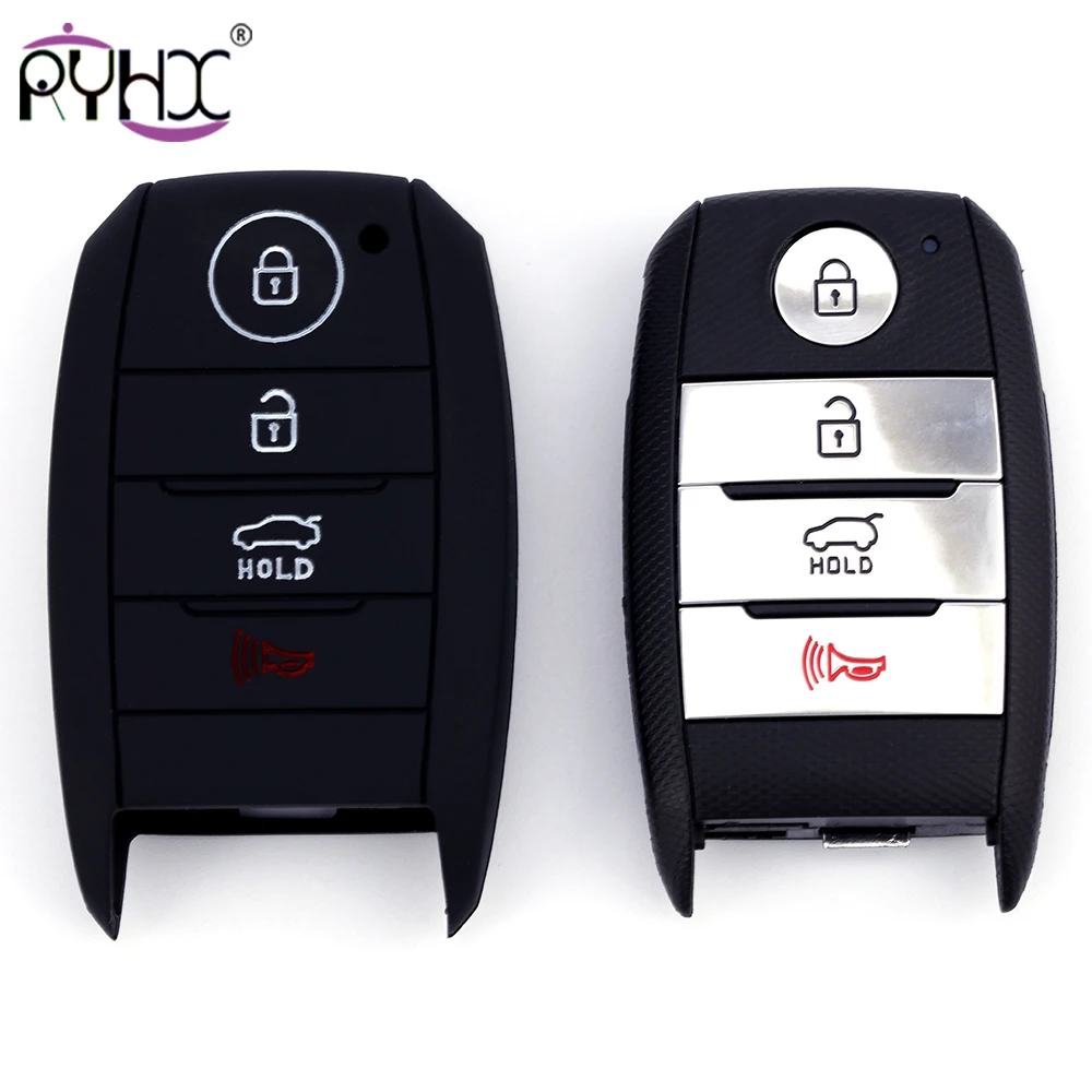 

RYHX 4 Button Silicone Car Key Cover Case For Kia RIO K2 K3 K5 Sportage Sorento For i20 i30 i35 iX20 iX35 Solaris Verna