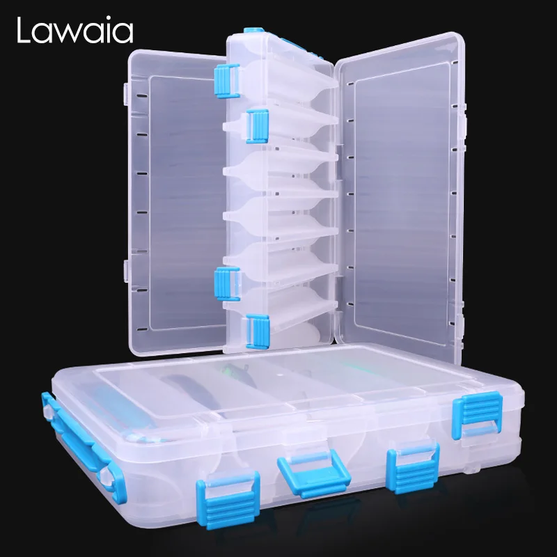 

Lawaia Fishing Box Double Open Multifunctional Transparent Baits Accessories Box Double-layer Fake Bait Minor Sequin Storage Box