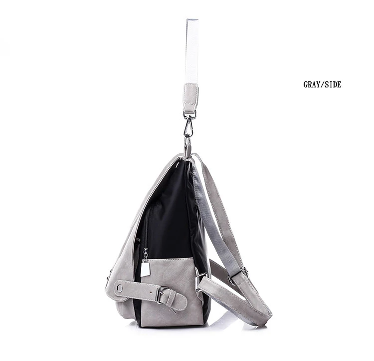 Женский кожаный рюкзак высокого качества на плечо, Студенческая сумка, женская модная серая простая школьная сумка с заклепками, Рюкзаки-j1023