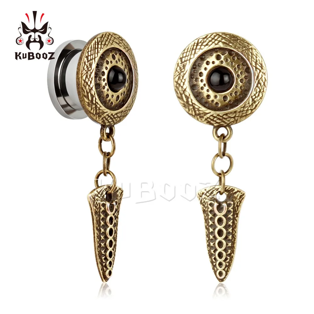 NEW arrival hot fashion stainless steel Bronze vintage pendant ear plugs body jewelry tunnels pair selling 2pcs/lot