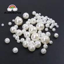 Белые жемчужные бусины цвета слоновой кости, имитация акриловых шариков, подходят для изготовления ювелирных изделий DIY 3, 4, 5, 6, 8, 10, 12, 14, 16, 18, 20 мм