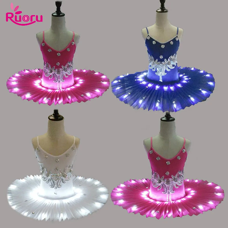 Ruoru Professional Led Ballet Tutu for Child Children Ballerina Dress Kids Girls Ballet Dress Costume Swan Lake Party DanceWear