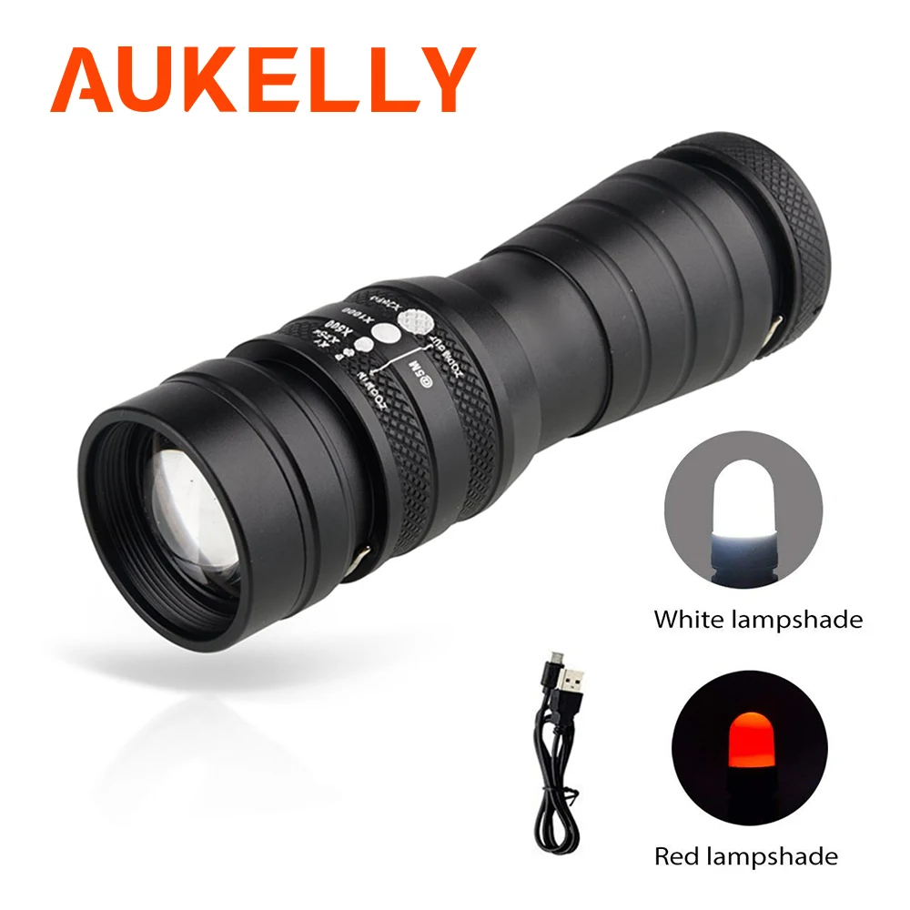 

Multi-function Signal flashlight Tactical Telescopic Zoom Glare Torch USB Charging Outdoor Emergency SOS red light flashlights