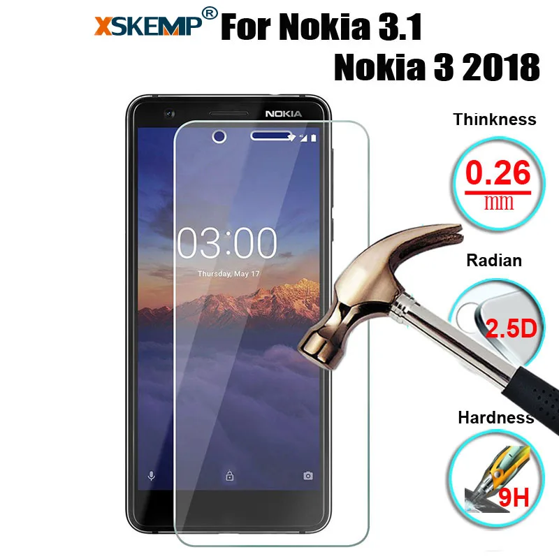 XSKEMP 9H Hardness Real Tempered Glass For Nokia 3.1/ Nokia 3 2018