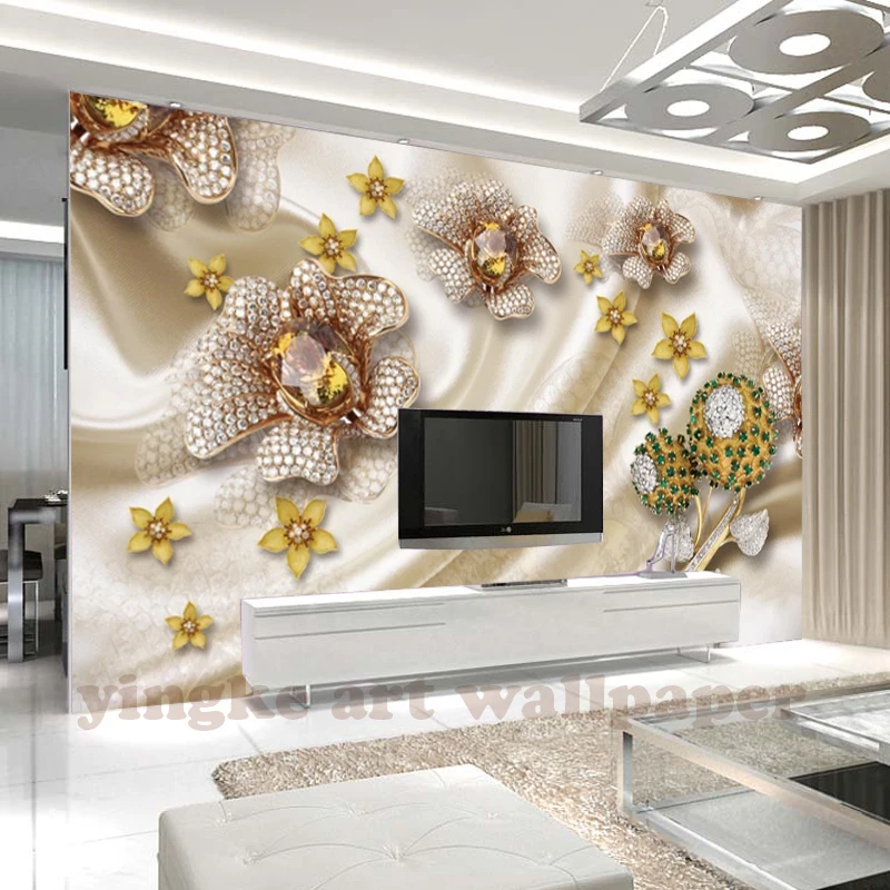 Photo Wallpaper Europe exquisite jewelry stereo flowers Mural Living Room Bedroom Interior Decor Wallpaper