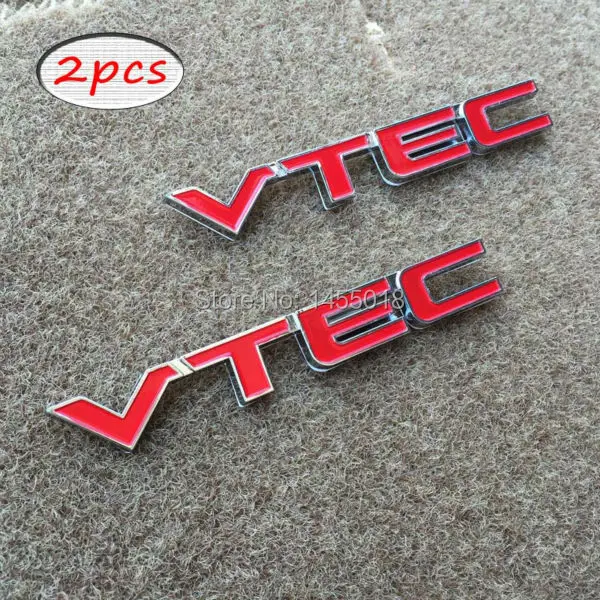 Auto Metal Red Letter VTEC Car Sticker Fender Decal Emblem for Honda ...