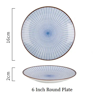 NIMITIME, японский стиль, керамическая фарфоровая миска для риса, тарелка для рыбы, тарелка для суши, тарелка, посуда - Цвет: 6 Inch Round Plate