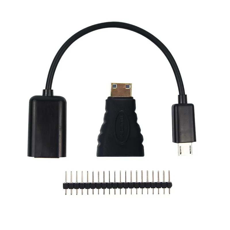 

For Raspberry Pi Zero Mini HDMI to HDMI Adapter + OTG Cable + 20 pin GPIO Header for Raspberry Pi Zero Accessories kit